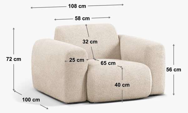 Bež fotelj iz tkanine bouclé Molino – Micadoni Home