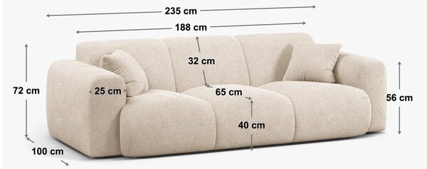 Bež sedežna garnitura iz tkanine bouclé 235 cm Molino – Micadoni Home