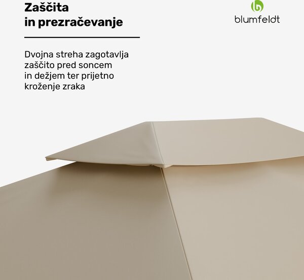 Blumfeldt Vrtni paviljon Grandezza Cortina 3x4 m, odporen na vremenske vplive, prašno lakiran, stranske rolete