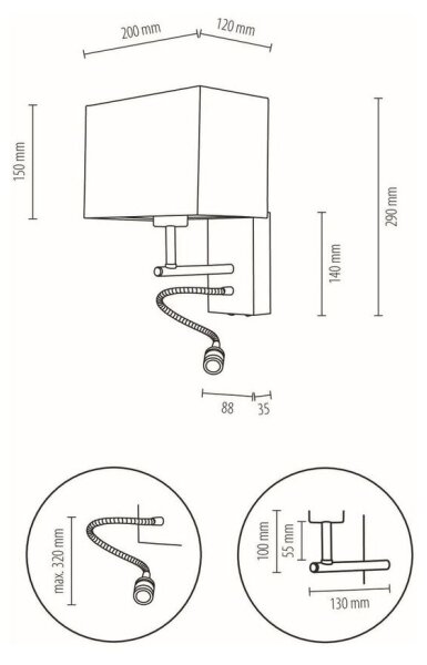 Spot-Svetilka 57290974 - Fleksibilna svetilka BOHO 1xE27/25W + LED/1W/230V hrast