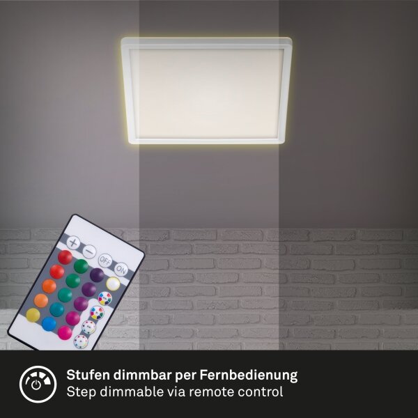 Briloner 7090-416 - LED RGBW Zatemnitvena stropna svetilka SLIM LED/15W/230V + Daljinski upravljalnik