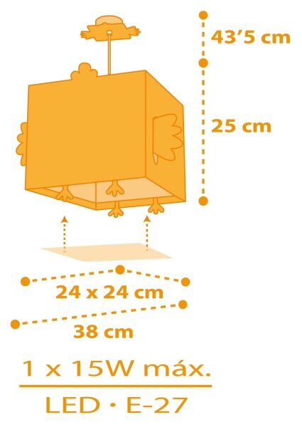 Dalber 64642 - Otroški lestenec LITTLE CHICKEN 1xE27/15W/230V