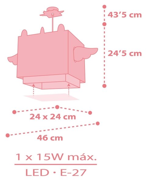 Dalber 64592 - Otroški lestenec LITTLE UNICORN 1xE27/15W/230V