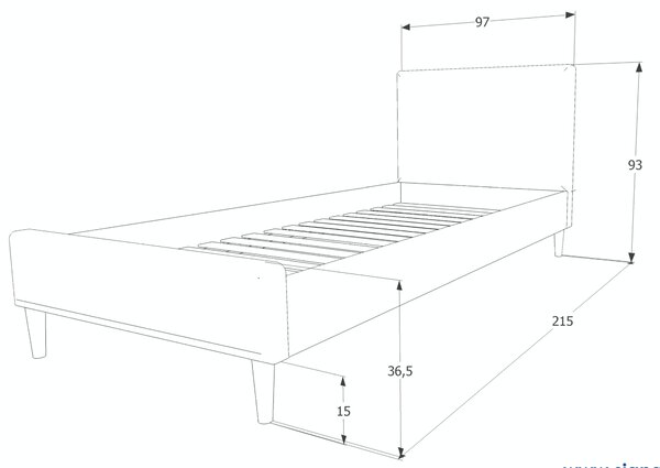 Oblazinjena postelja ACOMA 90 x 200 cm siva