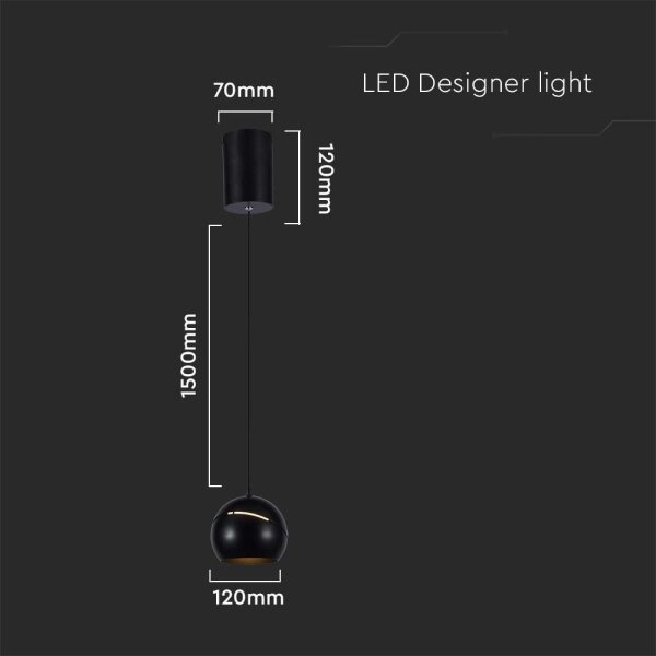 LED Lestenec na vrvici LED/8,5W/230V 3000K črna