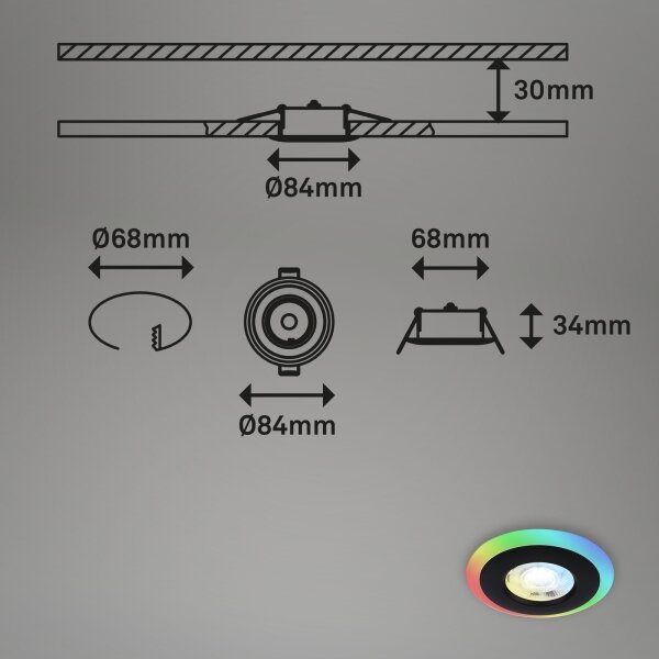 Briloner - SET 3x LED RGBW Zatemnitvena kopalniška svetilka LED/5W/230V IP44+ Daljinski upravljalnik