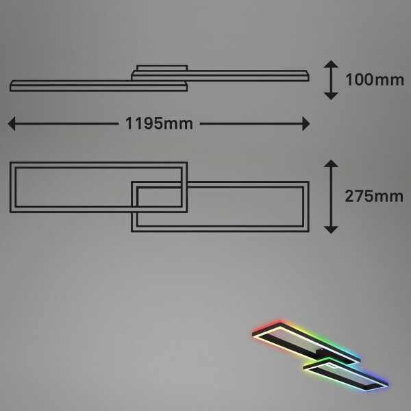 Brilo - LED RGBW Zatemnitveni nadgradni lestenec FRAME 2xLED/21W/230V 2700-6500K+ Daljinski upravljalnik