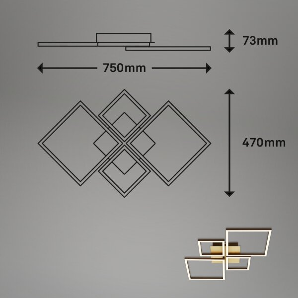 Brilo - LED Zatemnitveni nadgradni lestenec FRAME LED/44W/230V