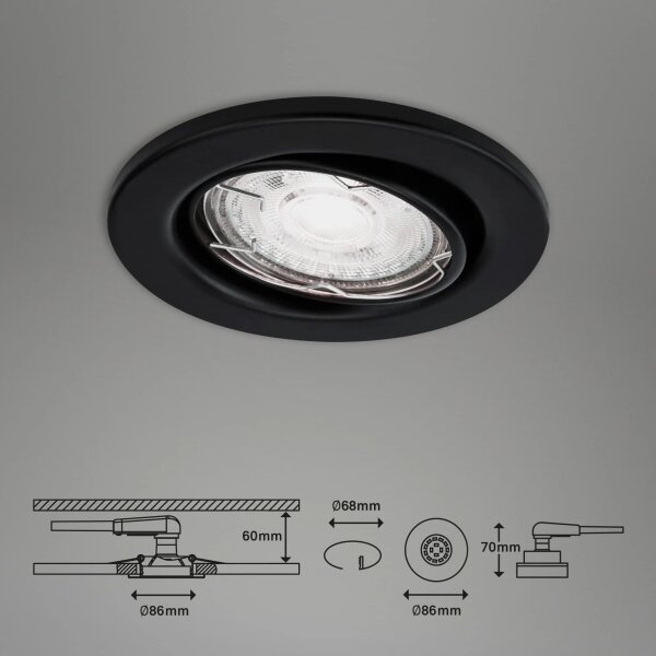 Brilo - SET 3x LED Kopalniška vgradna svetilka 1xGU10/5W/230V IP23 črna