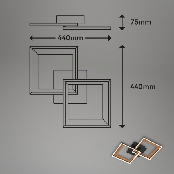 Brilo - LED Zatemnitveni nadgradni lestenec FRAME 2xLED/11W/230V