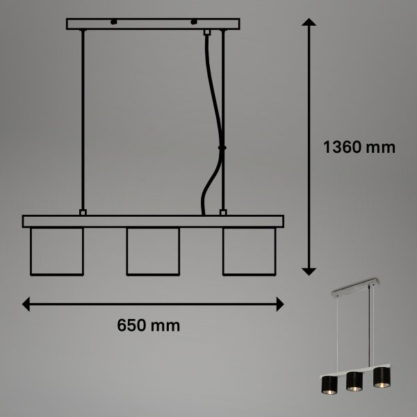 Briloner - Lestenec na vrvici LURI 3xE14/25W/230V gumijasto drevo