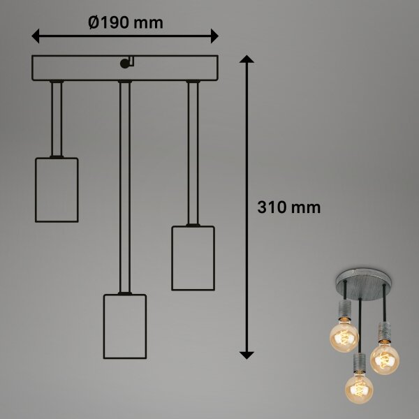 Briloner - Lestenec na vrvici HENGA 3xE27/60W/230V