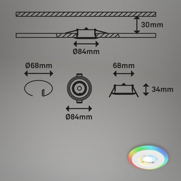 Briloner - SET 3x LED RGBW Zatemnitvena kopalniška svetilka LED/5W/230V IP44+ Daljinski upravljalnik