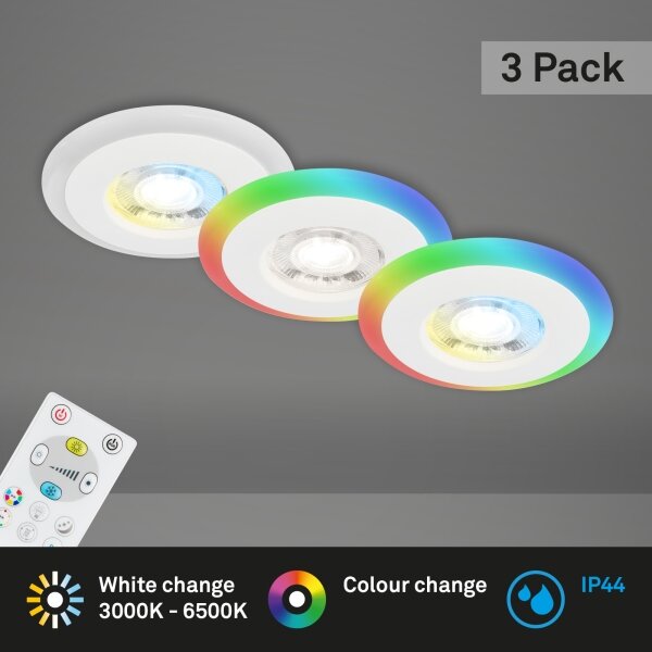 Briloner - SET 3x LED RGBW Zatemnitvena kopalniška svetilka LED/5W/230V IP44+ Daljinski upravljalnik