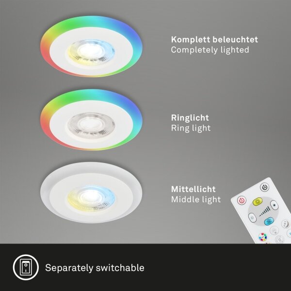 Briloner - SET 3x LED RGBW Zatemnitvena kopalniška svetilka LED/5W/230V IP44+ Daljinski upravljalnik