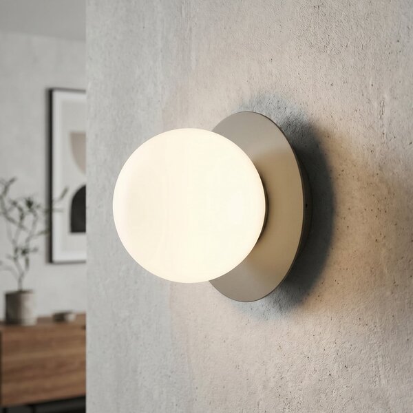 EMIBIG LIGHTING Stenska svetilka Minerva, opalno-bež, Ø 15 cm, steklo/kovina, E14, zatemnjen, Bež, Dnevna soba / jedilnica, Steklo, Sodobni, Globus