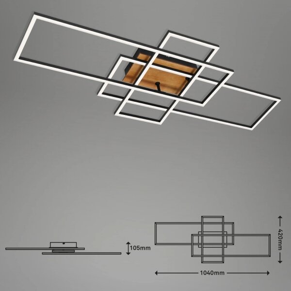 Brilo - LED Zatemnitveni nadgradni lestenec FRAME LED/51W/230V črna/rjava + Daljinski upravljalnik