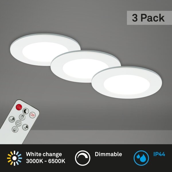 Briloner - SET 3x LED Kopalniška vgradna svetilka LED/4,8W/230V IP44 + Daljinski upravljalnik