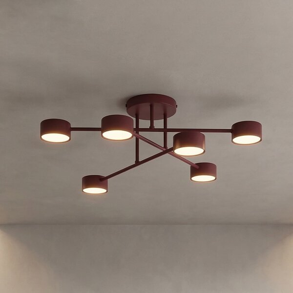 EMIBIG LIGHTING Stropna svetilka HALO, temno rdeča, premer 60 cm, 6-žarilna, kovinska, GX53, zatemnjen, Rdeča, Dnevna soba / jedilnica, Kovina, Sodobni, Polkrožni strop z razmikom