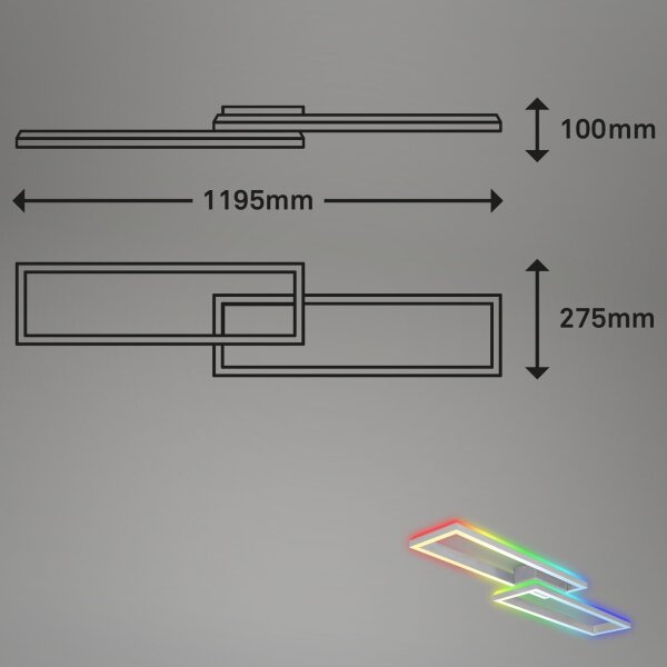 Brilo - LED RGBW Zatemnitveni nadgradni lestenec FRAME 2xLED/21W/230V 2700-6500K+ Daljinski upravljalnik