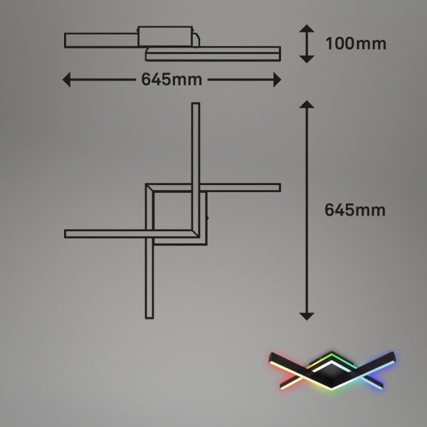 Brilo - LED RGBW Zatemnitveni nadgradni lestenec FRAME 2xLED/9W/230V 2700-6500K + Daljinski upravljalnik