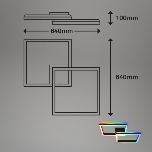 Brilo - LED RGBW Zatemnitveni nadgradni lestenec FRAME 2xLED/17W/230V 2700-6500K+ Daljinski upravljalnik