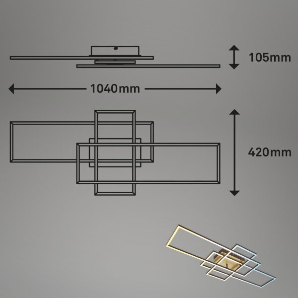 Brilo - LED Zatemnitveni nadgradni lestenec FRAME LED/51W/230V rjava/zlata + Daljinski upravljalnik