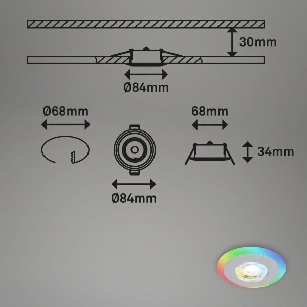 Briloner - SET 3x LED RGBW Zatemnitvena kopalniška svetilka LED/5W/230V IP44+ Daljinski upravljalnik