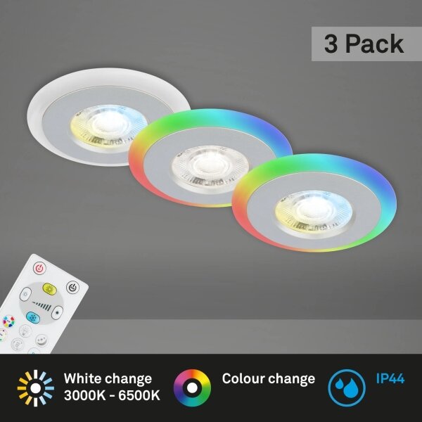 Briloner - SET 3x LED RGBW Zatemnitvena kopalniška svetilka LED/5W/230V IP44+ Daljinski upravljalnik