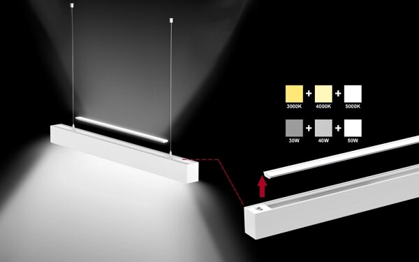 Sinclair LSM 24-40CCT - LED Stropna svetilka LSM LED/40W/230V 120 cm srebrna