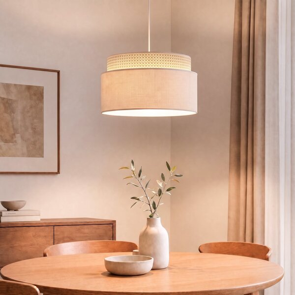 Duolla Visoka svetilka Milano, ekru/bež, Ø 45 cm, tekstil, E27, Bež, Dnevna soba / jedilnica, Tkanine / tekstil, Mladostno bivanje