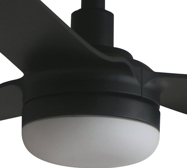 FARO BARCELONA LED stropni ventilator Punt M, črn, DC, tih, 130 cm, CCT, zatemnjen, Črna, Dnevna soba / jedilnica, Kovina, Sodobni