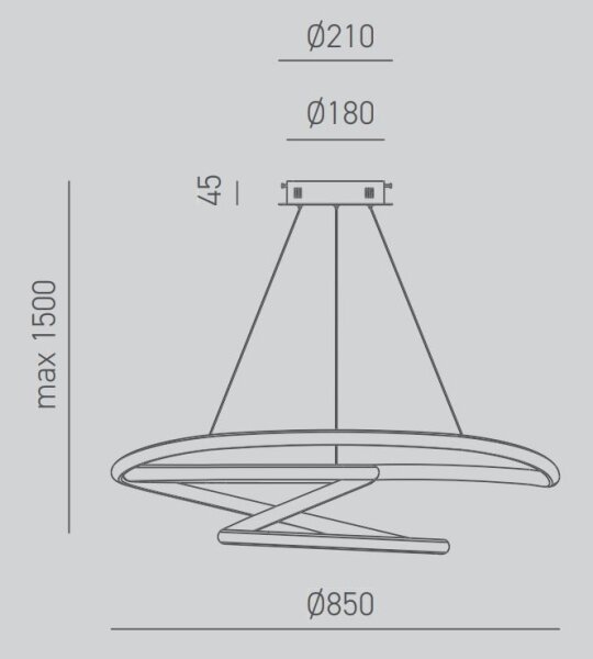 Gea Luce DIVA S/S TITANIO- LED Zatemnitveni lestenec na vrvici DIVA LED/80W/230V siva