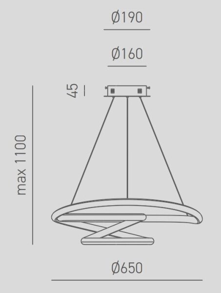 Gea Luce DIVA S G TITANIO- LED Zatemnitveni lestenec na vrvici DIVA LED/44W/230V siva