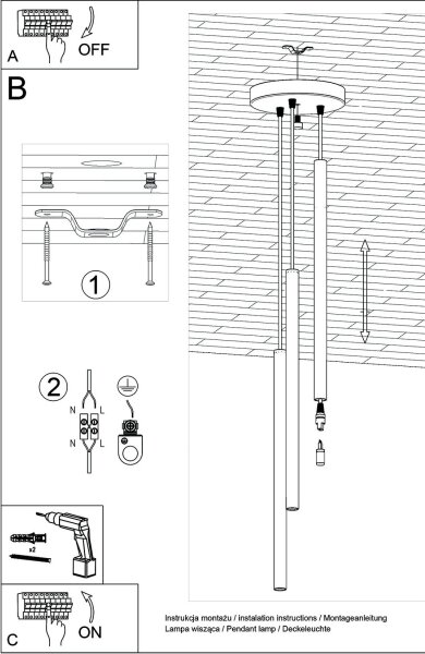 Brilagi - LED Lestenec na vrvici DRIFA 3xG9/4W/230V črna