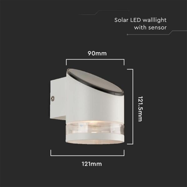 LED Solarna stenska svetilka s senzorjem LED/1W/3,7V IP44 3000K bela