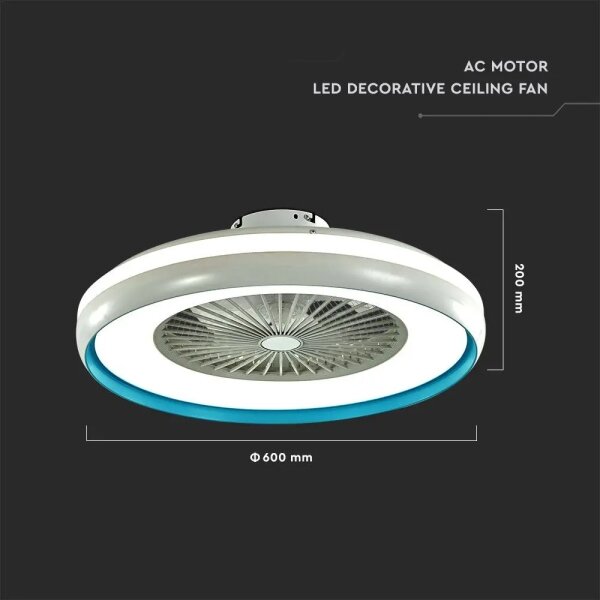 LED Stropna svetilka z ventilatorjem LED/45W/230V 3000/4000/6500K modra