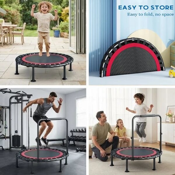 Bouncepro™ Zložljiv Trampolin Z Nastavljivim Ročajem