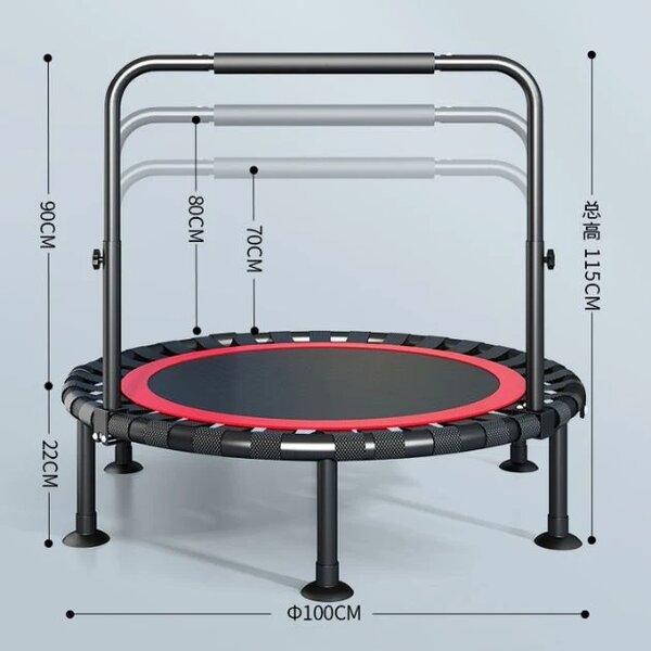 Bouncepro™ Zložljiv Trampolin Z Nastavljivim Ročajem