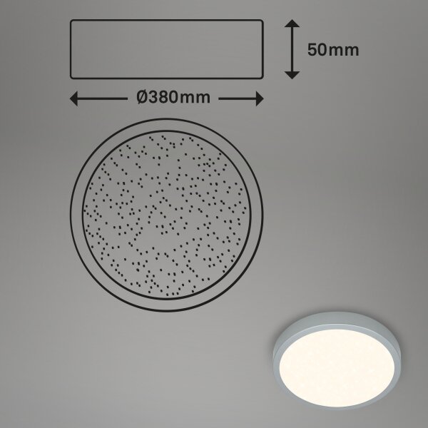 Briloner 3704-014-LED Zatemnitvena stropna svetilka RUNA LED/22W/230V silver + Daljinski upravljalnik