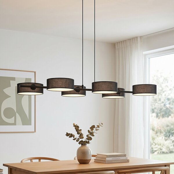 EMIBIG LIGHTING Visoka svetilka DRUMZ, črna, dolžina 100 cm, 6-žarilna, tekstil, E14, zatemnjen, Črna, Dnevna soba / jedilnica, Tkanine / tekstil, Sodobni