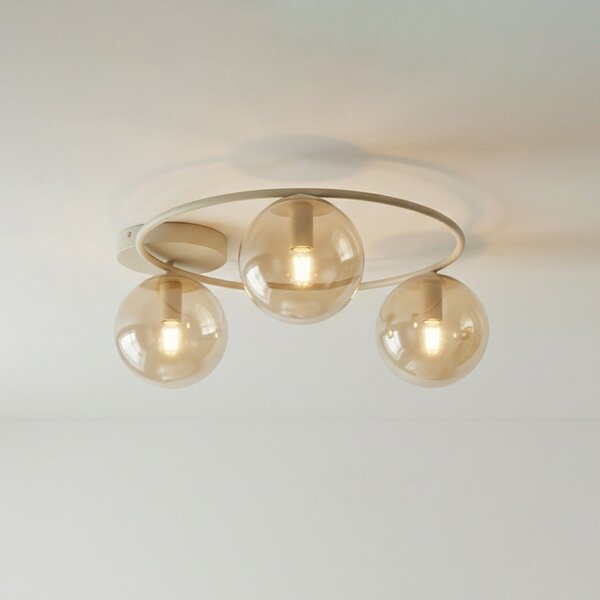 EMIBIG LIGHTING Stropna svetilka Sopra, bež, premer 47 cm, 3-žarilna, steklo/kovina, E14, zatemnjen, Bež, Dnevna soba / jedilnica, Steklo, Sodobni, Globus