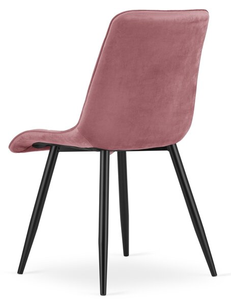 Jedilni stol SPLIT VELVET s črnimi nogami, temno roza