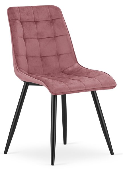 Jedilni stol SPLIT VELVET s črnimi nogami, temno roza