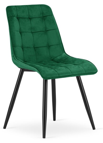 Jedilni stol SPLIT VELVET s črnimi nogami, zelen