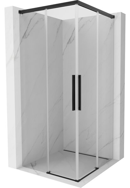 Mexen Rox Duo drsna kabina za prhanje 75 x 75 cm, prosojna, črna - 8C2D-075-075-70-00