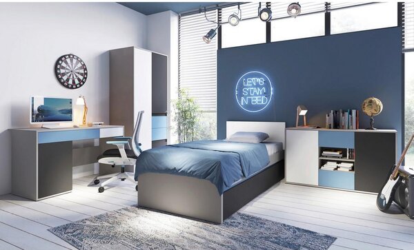 Modern Living Postelja Laser, Bela, Siva, 90x200cm