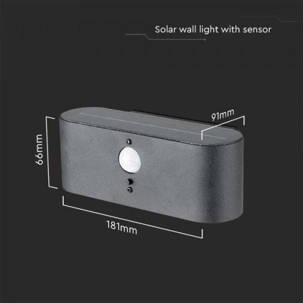 LED Zunanji solarni stenska svetilka s senzorjem LED/2,5W/3,7V 3000K IP54