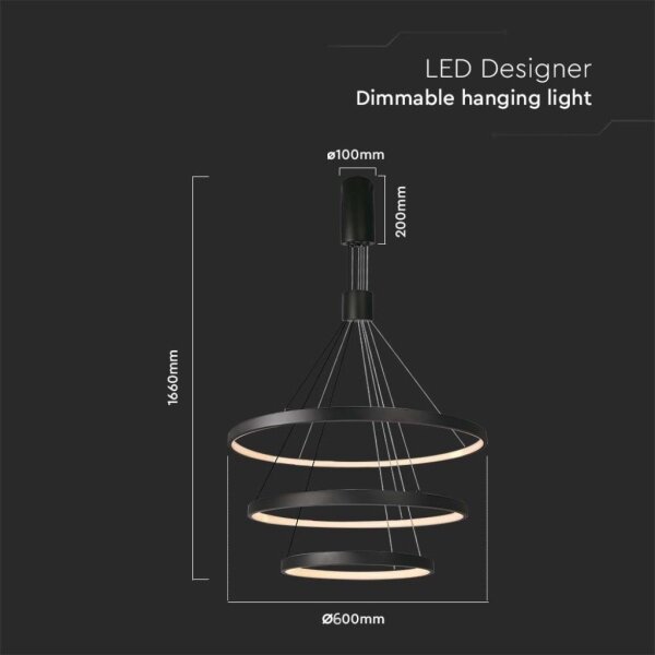 LED Zatemnitveni lestenec na vrvici LED/46W/230V 3000K črna