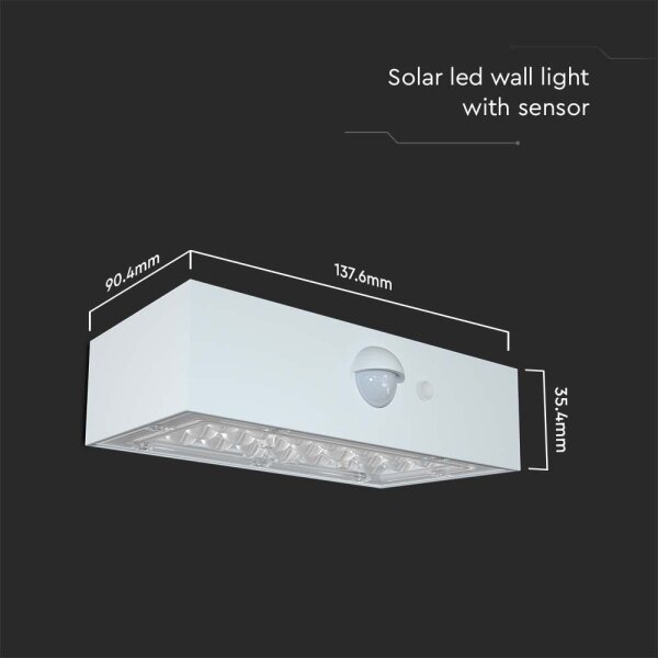 LED Solarna stenska svetilka s senzorjem LED/3W/3,7V 3000K/4000K IP65 bela